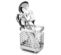 Dawitrly Cutlery Utensil Holder, Stainless Steel Cutlery Drainer for Sink, Rust Proof Kitchen Storage Sink Caddy Organiser for Utensil, Knives, Spoon, Forks Space Saving Silver