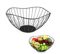 Dawitrly Fruit Bowl, 25 x 14cm Large Black Metal Wire Fruit Basket | Fruit Storage for Kitchen Counter, Home Decor, Table Centerpiece Decorative Hold Vegetables, Bread, Snacks, Biscuits