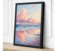 Dawn Beach Reflections Canvas Wall Art Print 36x24 Inch