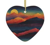 dawn Christmas Ceramic Heart DecorationBaubles yellow Ribbon, for Xmas Tree, Gift & Cosy Home Decor