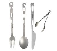Dawn Deer Titanium Fork Spoon Knife Set - Camping Tongs | Ultralight Backpacking Utensils, Travel Cutlery Set, Heat-Resistant & Rustproof, Hiking Survival Gear (Spoon + Fork + Knife)