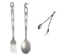 Dawn Deer Titanium Fork Spoon Knife Set - Camping Tongs | Ultralight Backpacking Utensils, Travel Cutlery Set, Heat-Resistant & Rustproof, Hiking Survival Gear (Spoon + Fork)