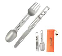 Dawn Deer Titanium Rotating Spork - 2-in-1 Folding Spoon and Fork for Camping, Hiking, Backpacking - Lightweight, Durable Travel Utensil with Compact Design - EDC Survival Gear ((Spork + Knife) * 2)