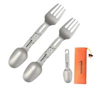 Dawn Deer Titanium Rotating Spork - 2-in-1 Folding Spoon and Fork for Camping, Hiking, Backpacking - Lightweight, Durable Travel Utensil with Compact Design - EDC Survival Gear (Spork * 2)