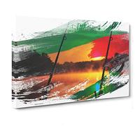 Dawn Fishing Rods Sunset and Lake (1) V2 Canvas Print | Gallery Wrapped 30mm Frame Wall Art | 30x20 inches | Ready to Hang | Modern Landscape Picture | Living Room Bedroom Lounge Office