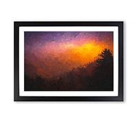 Dawn in The Smoky Mountains in Abstract Framed Print | A2 Black Framed Wall Art | Ready to Hang | Abstract Landscape Picture | Living Room Bedroom Lounge Office
