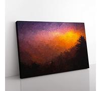 Dawn In The Smoky Mountains In Abstract Modern Art Canvas Wall Art Print Ready to Hang, Framed Picture for Living Room Bedroom Home Office Décor, 60x40 cm (24x16 Inch)