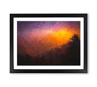 Dawn In The Smoky Mountains In Abstract Modern Art Framed Print | A3 Black Framed Wall Art | Ready to Hang | Abstract Landscape Picture | Living Room Bedroom Lounge Office
