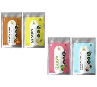 Dawn Lee 18th Century Goodness Fresh Juice Shakes Mix Premix Powder- Chikoo Coconut Guava Premix Lemon Juice- Summer Instant Drinks Premix- Natural Ingredients- Gluten Free Preservatives- 4 Pack 200GM