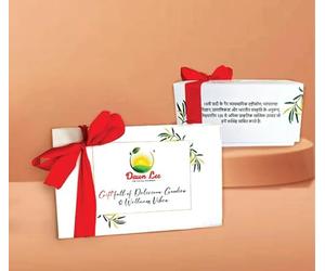 Dawn Lee Gift Box Unique Blends Indian Gift Hamper - Wisdom+ Natural Herbal Blend Brain Boosting - Sugar Away - Panjiri Laddoo- Arjun Card Healthy Heart Function- OUTDATED Face Cream- Gifting