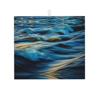 Dawn Ocean Waves Patterned Kitchen Absorbent mat, countertop Drain mat, Suitable for Storing Cutlery, Knives, and Cups