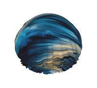 Dawn Ocean Waves Print Shower Cap - Reusable, Double Layer, Hotel Travel Essentials, Salon Shower Hat Accessories L