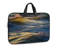 Dawn Ocean Waves Printed Leather Shoulder Messenger Bag Briefcase for Men Women Travel Business Office Hangbag Laptop Pack Crossbody