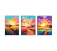 Dawn of Countryside 3 Panel Canvas Wall Art. simpa Multi One Size
