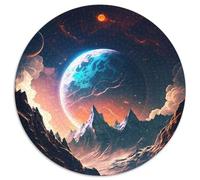 Dawn of Planet Landscape 1000 Piece Puzzle 1000-Piece Round Jigsaw Puzzle Perfect for Family Fun on Christmas, Thanksgiving, Birthdays & Easter (67.5x67.5cm)