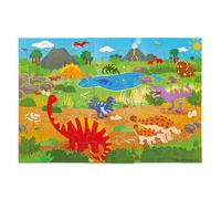 Bigjigs Toys Dawn of the Dinosaur Puzzle - 48 Piece Wooden Floor Puzzle for 2+ Years, Quality Wooden Jigsaw Puzzles For Kids, Colourful Dinosaur Floor Puzzle