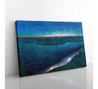 Dawn Over Riddarfjarden By Eugene Jansson Classic Painting Canvas Wall Art Print Ready to Hang, Framed Picture for Living Room Bedroom Home Office Décor, 60x40 cm (24x16 Inch)