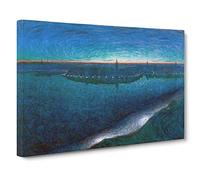 Dawn Over Riddarfjarden By Eugene Jansson Classic Painting Canvas Wall Art Print Ready to Hang, Framed Picture for Living Room Bedroom Home Office Décor, 24x16 Inch (60x40 cm)