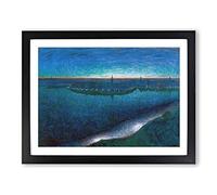 Dawn Over Riddarfjarden By Eugene Jansson Classic Painting Framed Wall Art Print, Ready to Hang Picture for Living Room Bedroom Home Office Décor, Black A2 (64 x 46 cm)
