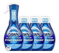 Dawn Platinum Powerwash Dish Spray, Dish Soap Liquid, Fresh Scent Bundle, 1 Spray (16oz) + 3 Refills (16oz Each)(Pack of 4)