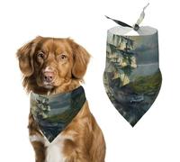 Dawn Ship Sea Navigation Dog Bandana Adjustable Pet Scarf Bib Cute Triangle Handkerchief for Dogs Cats Gifts