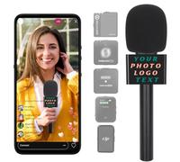 DAWNBOX Wireless Mic Handle Compatible with DJI, RODE, Hollyland, Adjustable Length Microphone Stand for All Lavalier Mic, Channel Flag Box, Rubber Grip and Wind Muff for Video, Streaming, Interview