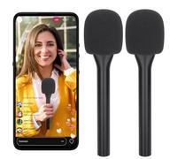 DAWNBOX Wireless Microphone Holder & Windscreen for DJI/Hollyland/Rode/Movo Wireless Mic Stand Handheld Stick, Handheld Adapter for Lavalier Mics, Recording, Streaming 2-Pack