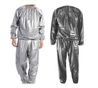 DawnBreak Sauna Sweat Suit for Women/Men Exercise Weight Loss Gym Fitness Workout Silver - L