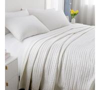DAWNDIOR XL Queen Quilt Set 98 x 98 in, Lightweight, Cream White | 3-Season Soft-Washed Bedspread for Spring, Summer & Fall; Multi-Lock Quilting, Easy Care, Includes 2 Pillow Shams