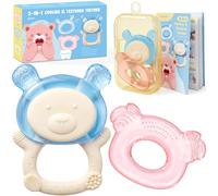 Dawnglow 2-in-1 Cooling & Textured Teether, Water-Filled Teething Toy for Baby 6M+, BPA-Free and Free of Chemical Gels, Replaceable Cooling Cores, PP5 Storage Case Included