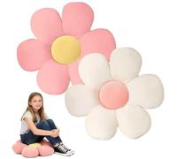 DAWNTREES 2 Pack Daisy Flower Floor Cushions, Pink & White