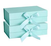 DAWNTREES 2 Pack Empty Gift Box with Lid for Presents,31x26x10cm with Ribbon and Magnetic, Gift Box Large Closure for Christmas, Hanukkah, Fathers Day, Weddings, Birthdays, Engagements