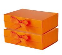 DAWNTREES 2 Pack Gift Box with Lid for Presents,26x19x8 cm,with Ribbon and Magnetic, Gift Box Large Closure for Christmas, Hanukkah, Fathers Day, Weddings, Birthdays, Grooms Gifts