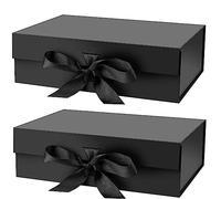 DAWNTREES 2 Pack Gift Box with Lid for Presents,31x26x10 cm with Ribbon and Magnetic, Gift Box Large Closure for Christmas, Hanukkah, Fathers Day, Weddings, Birthdays, Grooms Gifts, Engagements……