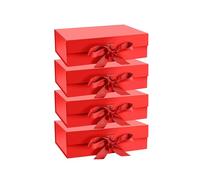 DAWNTREES 4 Pack Gift Box with Lid for Presents,26x19x8 cm,with Ribbon and Magnetic, Gift Box Large Closure for Christmas, Hanukkah, Fathers Day, Weddings, Birthdays, Grooms Gifts