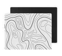 DAWNTREES 50x40 cm Large Glass Mouse Pad, Game and Office Mouse Mat, Desktop Decoration, Suitable for Fast and Precise Control of Various Types of Mice(Topographic White)