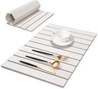 DAWNTREES 60x40 cm Stone Drying Mat for Kitchen Counter,Absorbent Diatomaceous Earth Bath Mat Quick Dry for Kitchen Dishes Bottles Cups Bathroom Any Countertop(White)