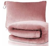 DAWNTREES Extended Travel Blanket Airplane,180x180 cm Travel Essentials Gifts on Airplane,Camping,Car,2 in 1 Airplane Blanket with Soft Bag Pillowcase,Hand Luggage Sleeve and Backpack Clip.