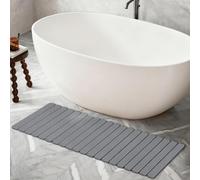 DAWNTREES Foldable Stone Bath Mat, 120x40 cm Super Absorbent Diatomaceous Earth Mat, Non-Slip Quick Drying Mat, Compact and Easy to Store Bath Mats for Bathroom, Easy to Clean, Grey