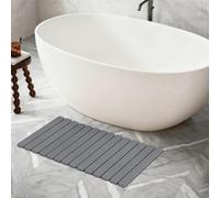 DAWNTREES Foldable Stone Bath Mat, 80x50 cm Super Absorbent Diatomaceous Earth Mat, Non-Slip Quick Drying Mat, Compact and Easy to Store Bath Mats for Bathroom, Easy to Clean, Grey