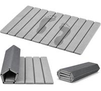 DAWNTREES Foldable Stone Bath Mat,Quick Dry Diatomaceous Earth Bath Mat | Ultra Absorbent Non-Slip Bathroom Shower Mat,Easy Storage Bathroom Floor Mat,60 x 39 cm,Grey