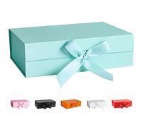 DAWNTREES Green Gift Box with Lid for Presents,31x26x10 cm with Ribbon and Magnetic, Gift Box Large Closure for Christmas, Hanukkah, Fathers Day, Weddings, Birthdays, Grooms Gifts, Engagements……