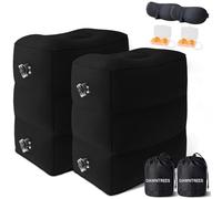 DAWNTREES Inflatable Foot Rest Pillow for Travel,Travel Essentials, Adjustable 3 Layers Height Leg Rest Pillow, Airplane Great for Airplane, Home, Trains - Black -2 Pack