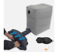 DAWNTREES Inflatable Foot Rest Pillow for Travel,Travel Essentials, Adjustable 3 Layers Height Leg Rest Pillow, Airplane Great for Airplane, Home, Trains - Black with Built-in Pump -1 Pack