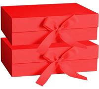 DAWNTREES Large Gift Box with Lid for Presents,31x26x10 cm with Ribbon and Magnetic, Gift Box Large Closure for Christmas, Hanukkah, Fathers Day, Weddings, Birthdays, Grooms Gifts, Engagements……