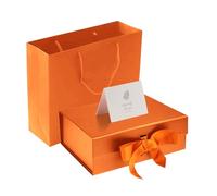 DAWNTREES Orange Gift Box with Lid for Presents,31x26x10 cm with Ribbon and Magnetic, Gift Box Large Closure for Christmas, Hanukkah, Fathers Day, Weddings, Birthdays, Grooms Gifts, Engagements……