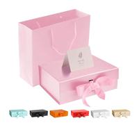 DAWNTREES Pink Magnetic Gift Box with Lid for Presents,1/2/4 Pack, 26x19x8cm,Gift Box Large Closure for Christmas, Hanukkah, Fathers Day, Weddings, Birthdays Gifts