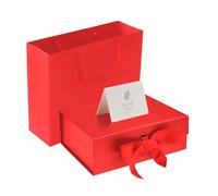 DAWNTREES Red Gift Box with Lid for Presents,31x26x10 cm with Ribbon and Magnetic, Gift Box Large Closure for Christmas, Hanukkah, Fathers Day, Weddings, Birthdays, Grooms Gifts, Engagements……