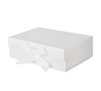 DAWNTREES White Gift Box with Lid for Presents,31x26x10 cn with Ribbon and Magnetic, Gift Box Large Closure for Christmas, Hanukkah, Fathers Day, Weddings, Birthdays, Grooms Gifts, Engagements……