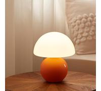 Dawnwake Mushroom Bedside Table Lamp, LED Dimmable Table Lamp, Decorative Living Room, Bedroom Table Lamps, Mushroom Bedside Table Lamp, Ceramic Base Glass, Small Night Lamp (Orange)